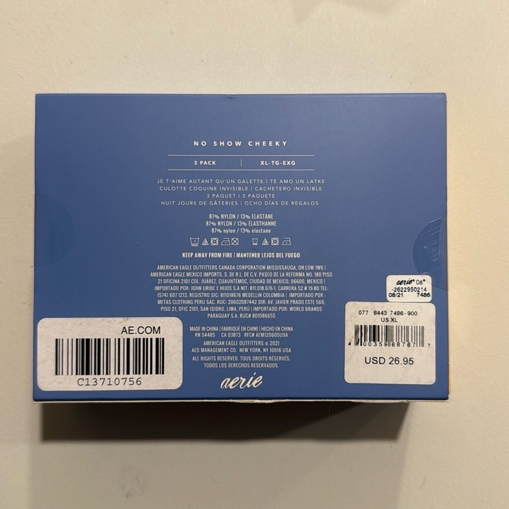 [American Eagle] NWT 'Love You A Latke' 3-Pack No Show Cheeky Panty Set - Picture 2 of 4
